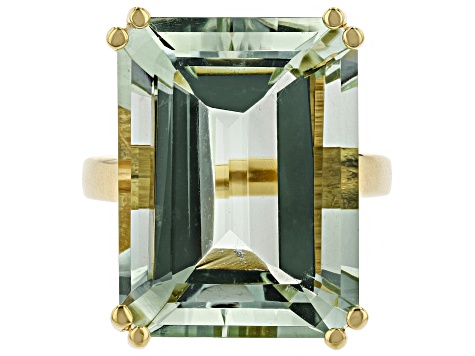 Green prasiolite 18k yellow gold over silver ring 17.66ct - HMH144 ...