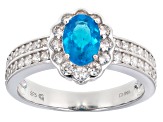 Blue neon apatite sterling silver ring 1.77ctw
