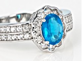 Blue neon apatite sterling silver ring 1.77ctw