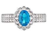 Blue neon apatite sterling silver ring 1.77ctw
