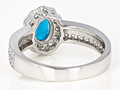 Blue neon apatite sterling silver ring 1.77ctw