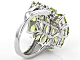 Green Peridot Rhodium Over Sterling Silver Ring 4.77ctw