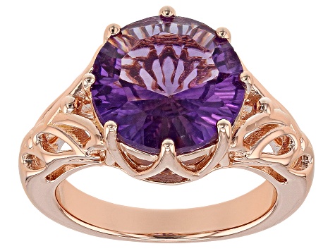 Purple amethyst 18k rose gold over silver ring 3.88ct - HMH179 | JTV.com