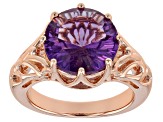 Purple amethyst 18k rose gold over silver ring 3.88ct