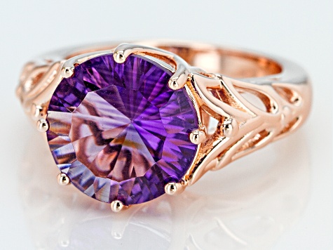 Purple amethyst 18k rose gold over silver ring 3.88ct
