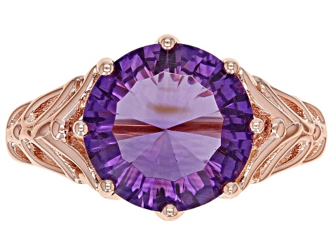 Purple amethyst 18k rose gold over silver ring 3.88ct