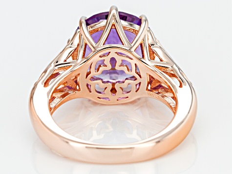 Purple amethyst 18k rose gold over silver ring 3.88ct