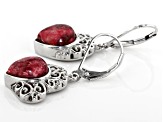 Red Thulite Rhodium Over Sterling Silver Earrings