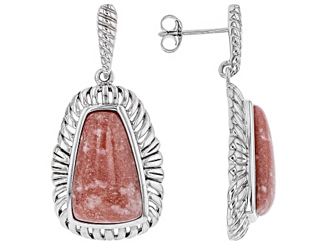Red Thulite rhodium over sterling silver earrings