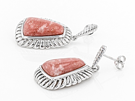 Red Thulite rhodium over sterling silver earrings