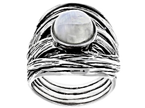 White moonstone rhodium over silver ring