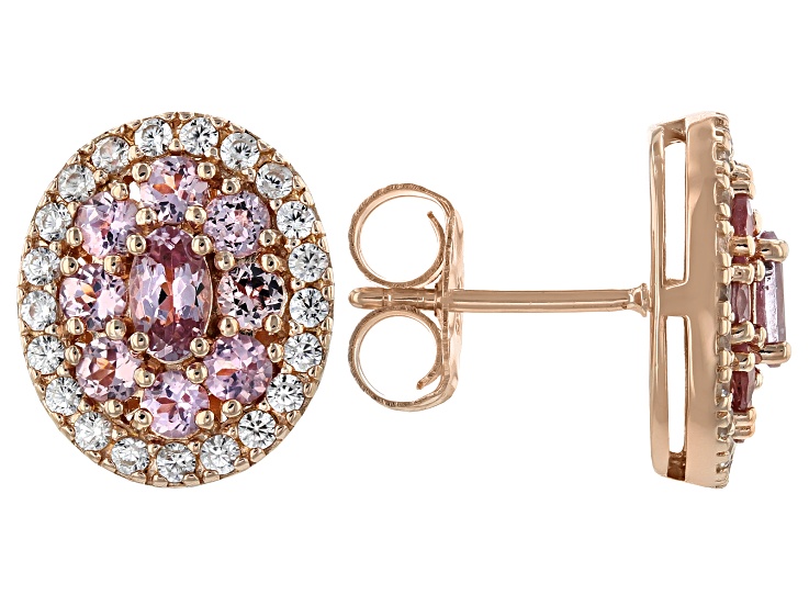Pink color shift garnet 18k rose gold over silver earrings 2.31ctw