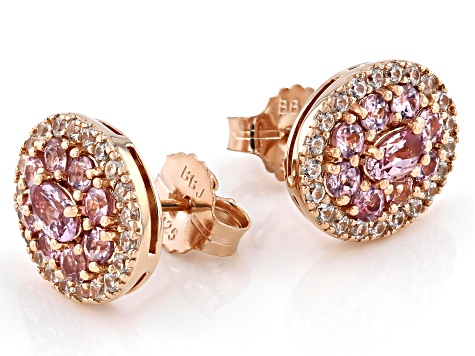 Pink color shift garnet 18k rose gold over silver earrings 2.31ctw