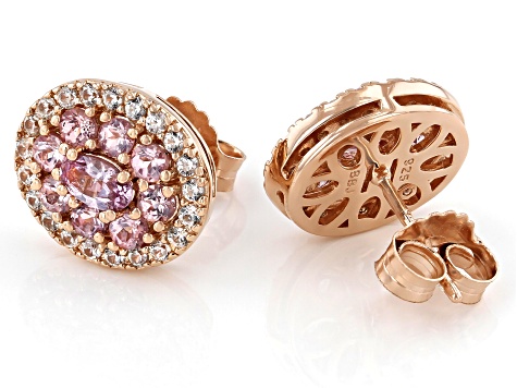 Pink color shift garnet 18k rose gold over silver earrings 2.31ctw