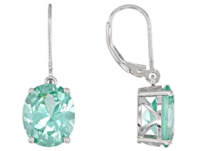 Green lab created spinel rhodium over silver earrings 8.73ctw