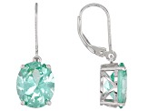 Green lab created spinel rhodium over silver earrings 8.73ctw