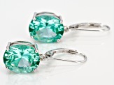 Green lab created spinel rhodium over silver earrings 8.73ctw