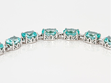 Green Lab Created Spinel Rhodium Over Silver Bracelet 19.80ctw