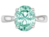 Green Lab Created Spinel Rhodium Over Sterling Silver Solitaire Ring3.42ct