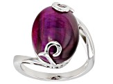 Pink tiger's eye rhodium over silver ring