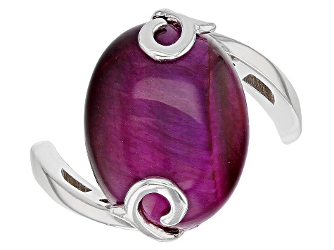 Pink tiger's eye rhodium over silver ring