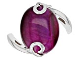 Pink tiger's eye rhodium over silver ring