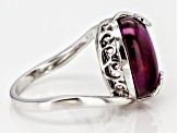 Pink tiger's eye rhodium over silver ring