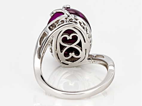 Pink tiger's eye rhodium over silver ring