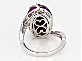 Pink tiger's eye rhodium over silver ring