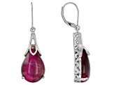 Pink tiger's eye rhodium over silver earrings
