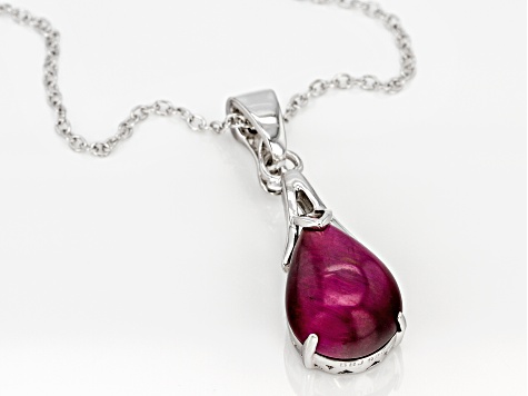 Pink tiger's eye rhodium over silver enhancer with chain