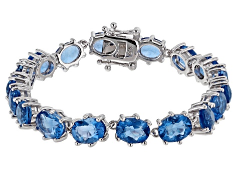 Blue Color Shift Fluorite rhodium over silver bracelet 22.79ctw