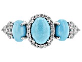 Blue turquoise sterling silver ring .40ctw