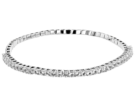 White topaz rhodium over silver stretch bracelet