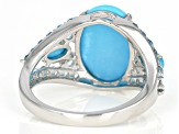 Blue turquoise rhodium over silver ring .75ctw