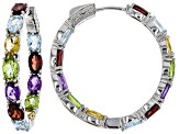 Multi-color gemstone rhodium over silver earrings 10.88ctw