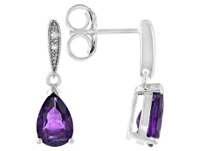 Purple Amethyst Rhodium Over Sterling Silver  Earrings 2.06ctw
