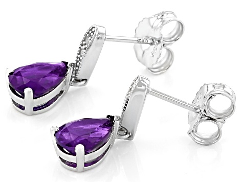 Purple Amethyst Rhodium Over Sterling Silver  Earrings 2.06ctw