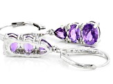 Purple Amethyst Rhodium Over Sterling Silver Dangle Earrings 1.49ctw