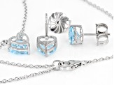 Sky Blue Topaz Rhodium Over Sterling Silver Heart Necklace And Stud Earring Set 5.25ctw