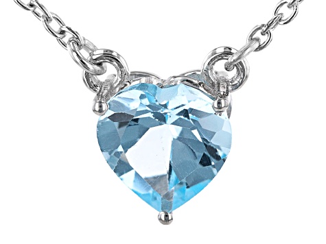 Sky Blue Topaz Rhodium Over Sterling Silver Heart Necklace And Stud Earring Set 5.25ctw