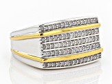 White Diamond Rhodium And 14k Yellow Gold Over Sterling Silver Mens Ring .50ctw