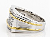 White Diamond Rhodium And 14k Yellow Gold Over Sterling Silver Mens Ring .50ctw