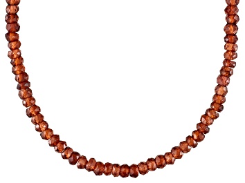 Picture of Womens Faceted Bead Necklace Red-Orange Garnet Approx 50ctw Sterling Silver