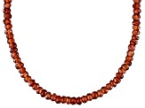 Womens Faceted Bead Necklace Red-Orange Garnet Approx 50ctw Sterling Silver