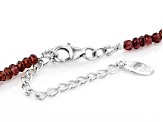 Womens Faceted Bead Necklace Red-Orange Garnet Approx 50ctw Sterling Silver