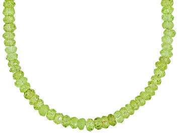 Picture of Approximately 72ctw Faceted Green Peridot .925 Sterling Silver Bead Necklace