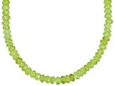 Approximately 72ctw Faceted Green Peridot .925 Sterling Silver Bead Necklace