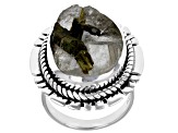 Green And White Tourmalinated Quartz Sterling Silver Ring