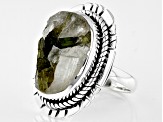 Green And White Tourmalinated Quartz Sterling Silver Ring